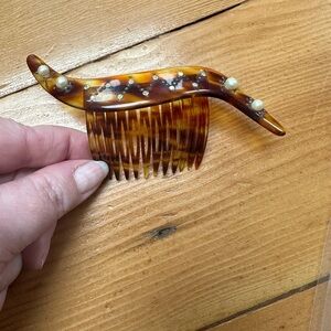 Vintage Tortoiseshell Hair Comb with Pearls